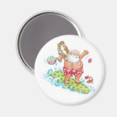 Vintage kerstCartoon Surfing Santa Claus Magneet (Voorkant / Achterkant)