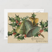 Vintage-kerstcellen en Holly Feestdagenkaart (Voorkant / Achterkant)