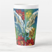 Vintage-kerstcellen en Red Poinsettias Latte Mok (Voorkant)