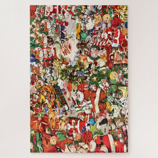 Vintage kerstcollage legpuzzel (Verticaal)
