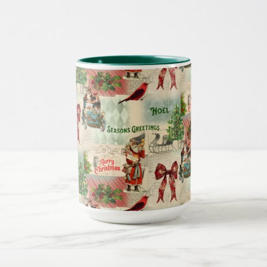 Vintage kerstcollage mok (Midden)