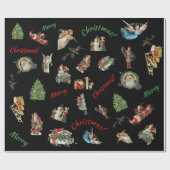 Vintage kerstcollage op zwarte achtergrond cadeaupapier (Vlak)