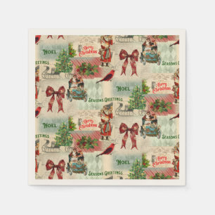 Vintage kerstcollage servet