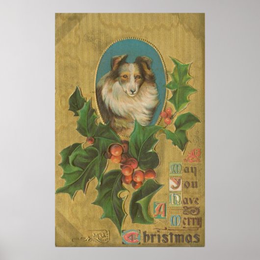 Vintage kerstcollie poster (Voorkant)