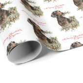 Vintage kerstdachshund Puppy Cute Retro Dog Cadeaupapier (Rol Hoek)