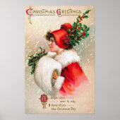 Vintage kerstdame Holiday poster (Voorkant)