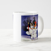 Vintage kerstdansende Snowmen met kaarsen Grote Koffiekop (Voorkant rechts)
