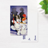 Vintage kerstdansende Snowmen met kaarsen Visitekaartjes (Bureau)