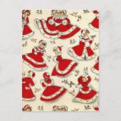 Vintage kerstdansmeisjes feestdagenkaart (Voorkant)
