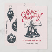 Vintage kerstdecor feestdagenkaart (Voorkant / Achterkant)