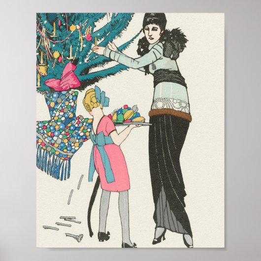 Vintage-kerstdecor | Kerstboom Poster (Voorkant)