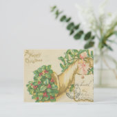 Vintage kerstdecoratie feestdagenkaart (Staand voorkant)