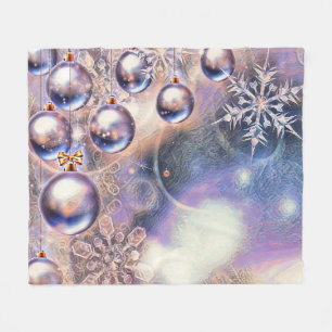 Vintage kerstdecoratie-Ornamenten Fleece Deken