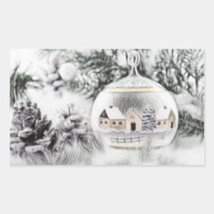 Vintage kerstdecoratie-Ornamenten Rechthoekige Sticker