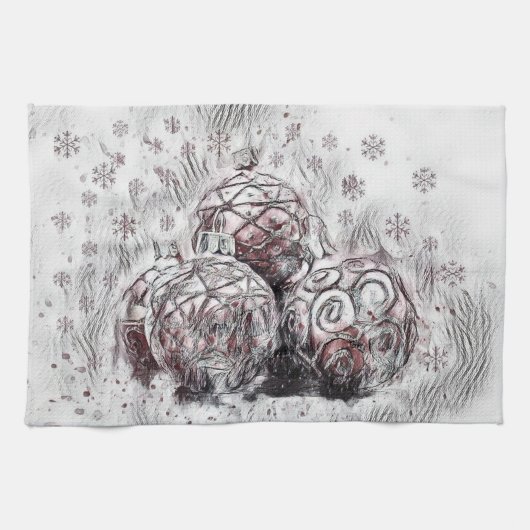Vintage kerstdecoratie-Ornamenten Theedoek (Horizontaal)