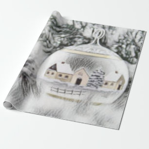 Vintage Kerstdecoraties Ornamenten Waterverf Cadeaupapier