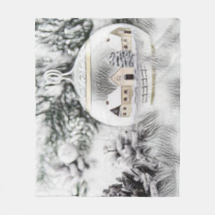 Vintage Kerstdecoraties Ornamenten Waterverf Fleece Deken