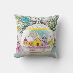 Vintage Kerstdecoraties Ornamenten Waterverf Kussen