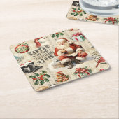 Vintage kerstdecoupage kartonnen onderzetters (Schuin)