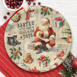 Vintage kerstdecoupage papieren bordje<br><div class="desc">Vintage kerst decoupage papier bord. Festiver party bord voor uw kerstservies. Ontworpen voor u door Blackberry Boulevard.</div>