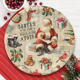 Vintage kerstdecoupage papieren bordje