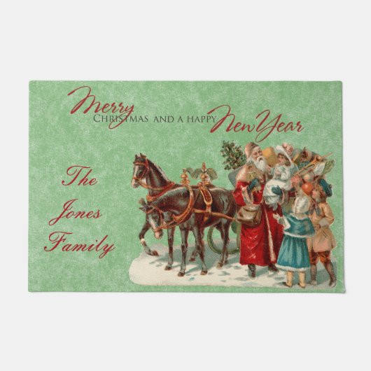 Vintage kerstdeurmat deurmat (Voorkant)