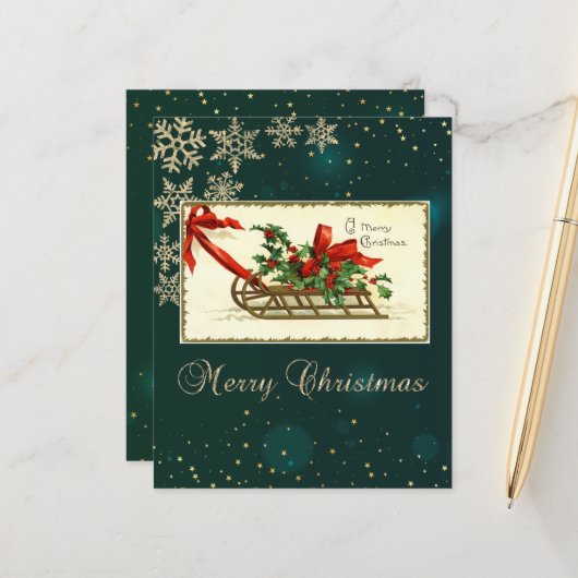 Vintage kerstdij, Mistletoe Snowflakes (Voorkant / Achterkant in situ)