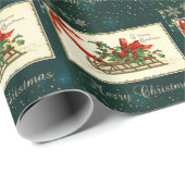 Vintage kerstdij, Mistletoe Snowflakes Cadeaupapier (Rol Hoek)