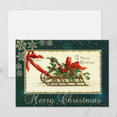 Vintage kerstdij, Mistletoe Snowflakes Feestdagenkaart (Voorkant / Achterkant)