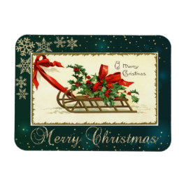 Vintage kerstdij, Mistletoe Snowflakes Magneet