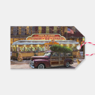 Vintage kerstdiner cadeaulabel