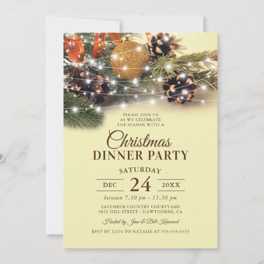 Vintage kerstdiner feest kaart (Voorkant)