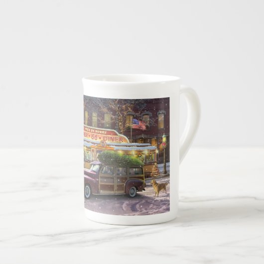 Vintage kerstdiner porselein kop (Voorkant rechts)