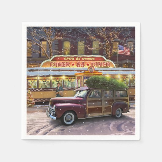 Vintage kerstdiner servet (Voorkant)