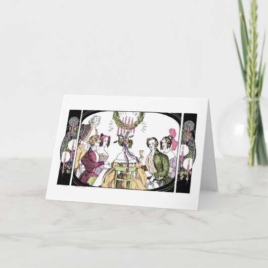 Vintage Kerstdiner Vuurkop Feestdagen Kaart (Voorkant)