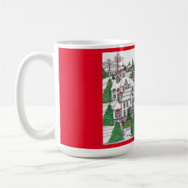 Vintage kerstdorp 15oz Mok; hand getekend Koffiemok