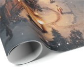 Vintage kerstdorp bij nacht cadeaupapier (Rol Hoek)