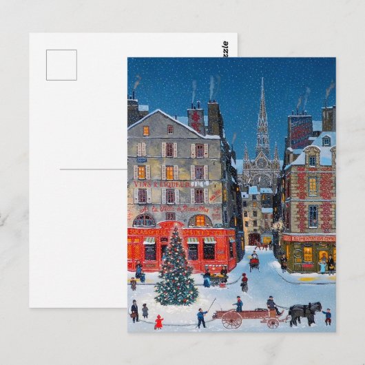 Vintage kerstdorp briefkaart (Voorkant / Achterkant)