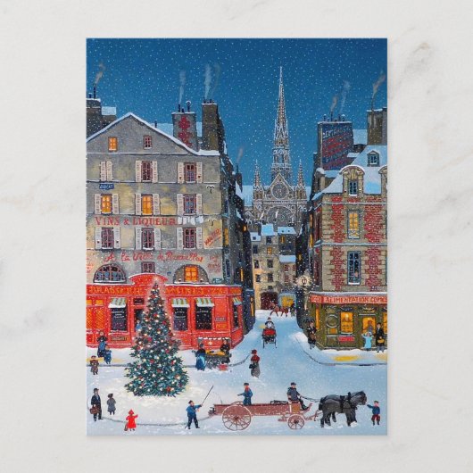 Vintage kerstdorp briefkaart (Voorkant)