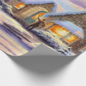 Vintage kerstdorp cadeaupapier (Hoek)