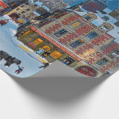 Vintage kerstdorp cadeaupapier (Hoek)