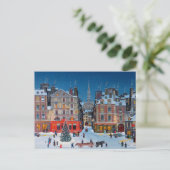 Vintage kerstdorp feestdagenkaart (Staand voorkant)