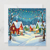 Vintage kerstdorp gepersonaliseerd feestdagenkaart (Voorkant)