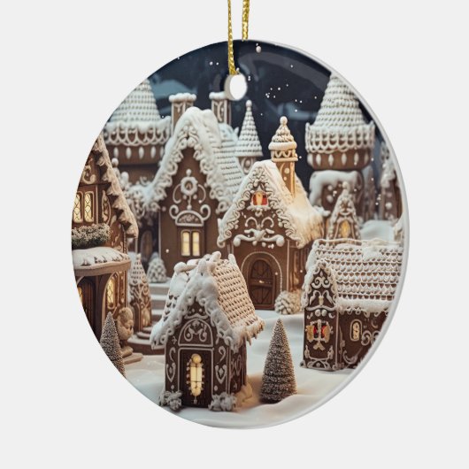 Vintage kerstdorp keramisch ornament (Links)