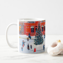 Vintage kerstdorp koffiemok