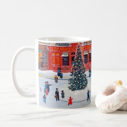 Vintage kerstdorp koffiemok (Met donut)