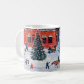 Vintage kerstdorp koffiemok (Voorkant links)