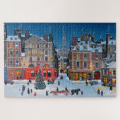 Vintage kerstdorp legpuzzel (Horizontaal)