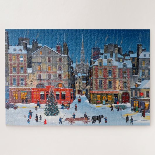 Vintage kerstdorp legpuzzel (Horizontaal)