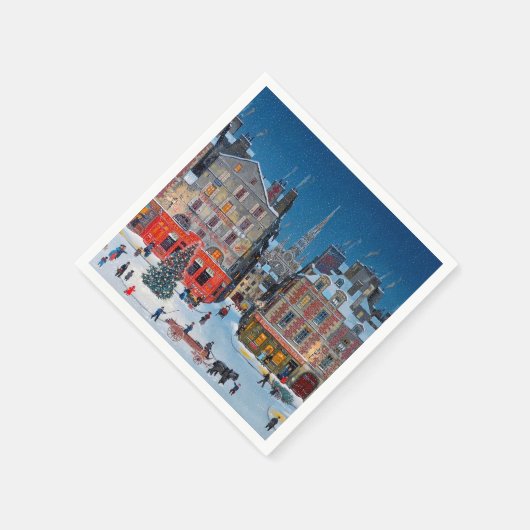 Vintage kerstdorp servet (Hoek)